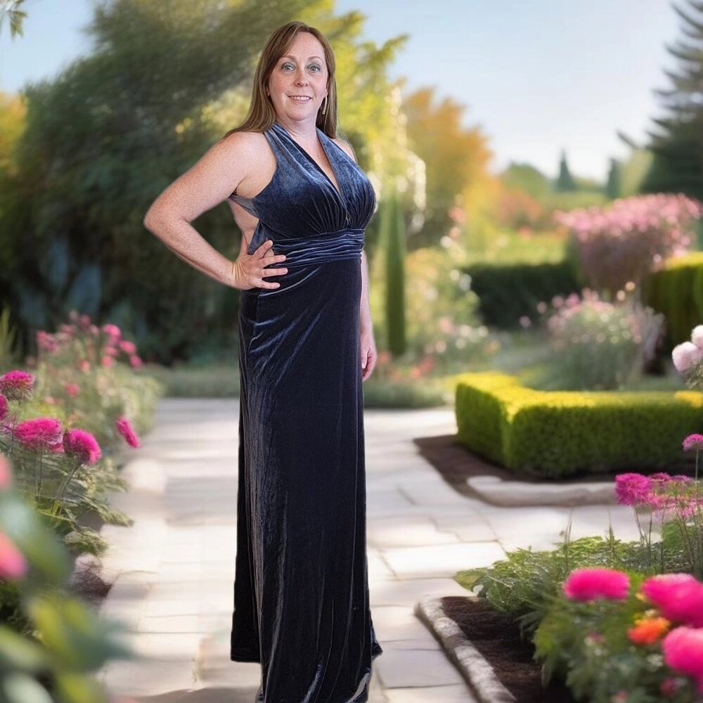 Revelry Dylan Velvet Dress in SLATE BLUE